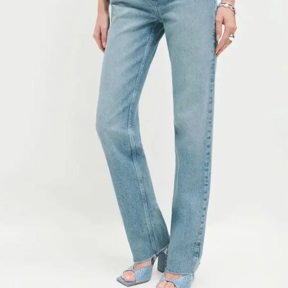 Reformation Cynthia High Rise Straight Long Jeans Kenai - Size 26 - Picture 2 of 2